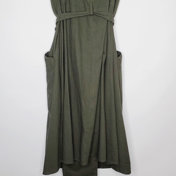 City Chic Linen Cotton Blazer Dress XXL/24 Olive Green Double-breasted Pockets - Picture 8 of 15